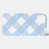 Eenvoudig  Classic Blauw Gingham Goud Monogram Case-Mate iPhone Case (Achterkant (horizontaal))