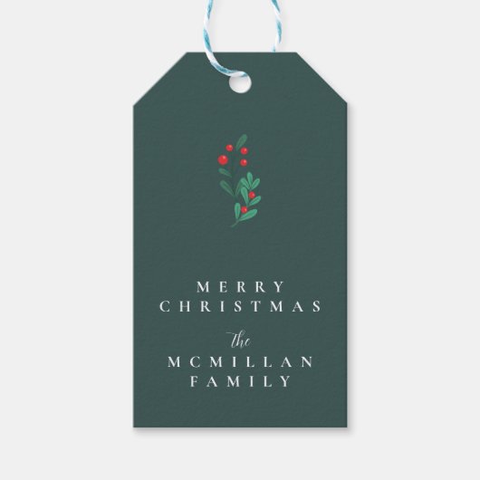 Eenvoudig Classic Christmas Floral Gift Label Cadeaulabel (Voorkant)