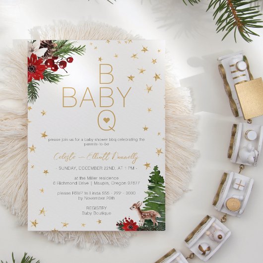 Eenvoudig Classic Christmas White BBQ Baby shower Kaart