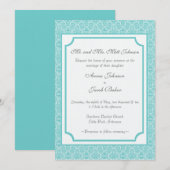 Eenvoudig Classic Damask Wedding Invite Kaart (Voorkant / Achterkant)