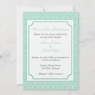 Eenvoudig Classic Damask Wedding Invite Kaart