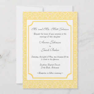 Eenvoudig Classic Damask Wedding Invite Kaart