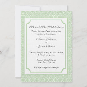 Eenvoudig Classic Damask Wedding Invite Kaart