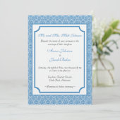 Eenvoudig Classic Damask Wedding Invite Kaart (Staand voorkant)