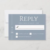 Eenvoudig Classic Dusty Blue Elegant Monogram RSVP (Voorkant)