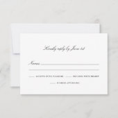Eenvoudig Classic Elegant Zwart-wit Script RSVP Kaartje (Voorkant)