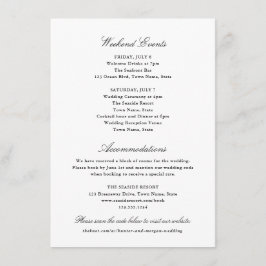 Eenvoudig Classic Elegant Zwart Wit Weekend Hotel Informatiekaartje