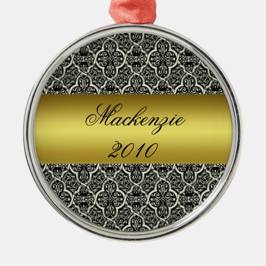 Eenvoudig Classic Holiday Damask Ornament (Voorkant)