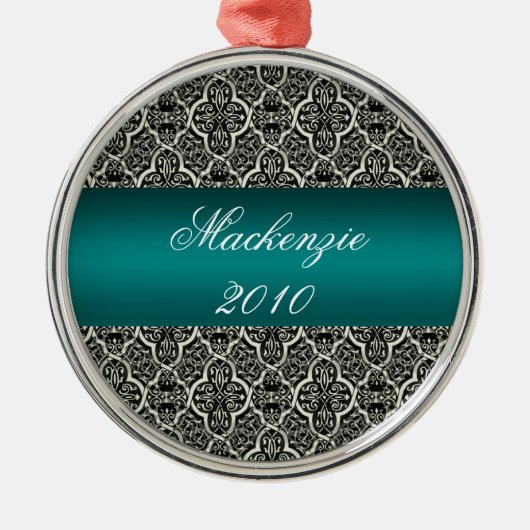 Eenvoudig Classic Holiday Damask Ornament (Voorkant)