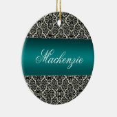 Eenvoudig Classic Holiday Damask Round Ornament (Rechts)