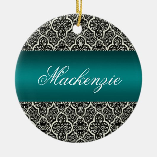 Eenvoudig Classic Holiday Damask Round Ornament (Voorkant)