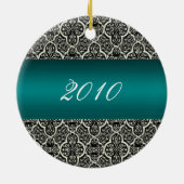 Eenvoudig Classic Holiday Damask Round Ornament (Achterkant)