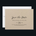 Eenvoudig Classic Kraft Horizontal Wedding Save The Date<br><div class="desc">Deze eenvoudige klassieke kraft horizontale bruiloft is perfect voor een rustige bruiloft. Het eenvoudige en elegante ontwerp kenmerkt klassieke en fancy manuscripttypografie.</div>