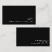 Eenvoudig Classic Masculine Monogram op zwart Visitekaartje (Voorkant / Achterkant)