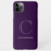 Eenvoudig Classic Midnight Paarse Script Monogram iPhone Hoesje (Achterkant)