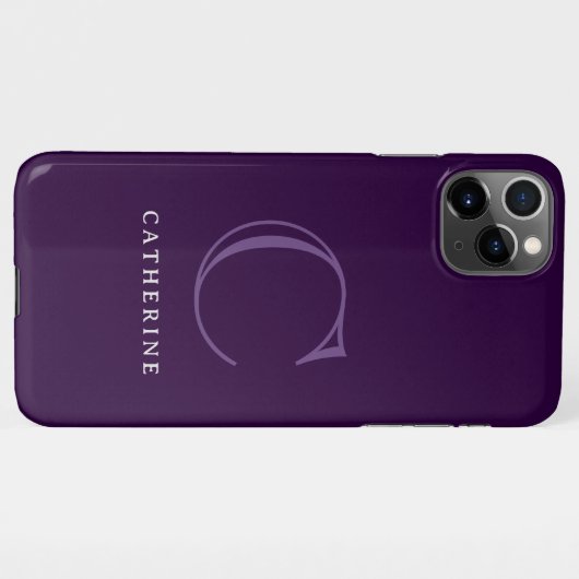 Eenvoudig Classic Midnight Paarse Script Monogram iPhone Hoesje (Achterkant horizontaal)