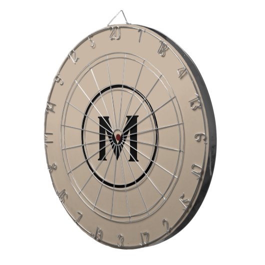 Eenvoudig Classic Monogram Black Beige Dartbord (Voorkant Rechts)