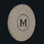 Eenvoudig Classic Monogram Black Beige Dartbord<br><div class="desc">Moderne dart board met eenvoudig zwart en beige monogram medallion met klassiek bloktypografie initiaal in het zwart. Personaliseer met monogram initiaal; het gebruik past menu aan om achtergrondkleur of typografie te veranderen.</div>