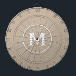 Eenvoudig Classic Monogram Dartbord<br><div class="desc">Moderne dart board met eenvoudig monogram medallion met klassiek bloktypografie initiaal en naam in wit op een beige achtergrond. Personaliseer met monogram initiaal; het gebruik past menu aan om achtergrondkleur of typografie te veranderen.</div>