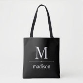 Eenvoudig Classic Monogram in zwart-wit Tote Bag (Voorkant)