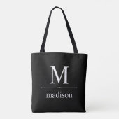 Eenvoudig Classic Monogram in zwart-wit Tote Bag (Achterkant)