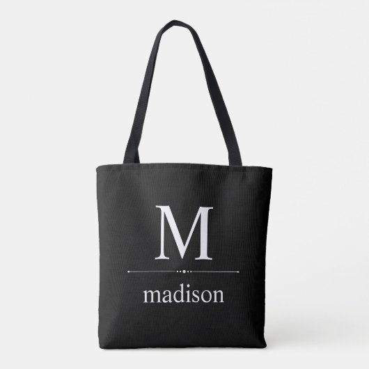 Eenvoudig Classic Monogram in zwart-wit Tote Bag (Achterkant)