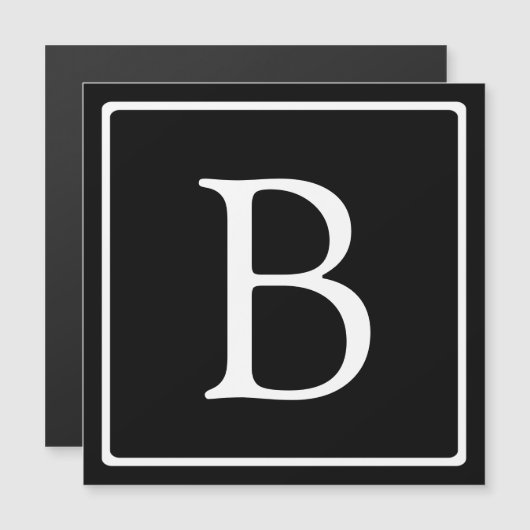Eenvoudig Classic Monogram | Zwarte en witte magne Magnetische Uitnodiging (Voorkant / Achterkant)