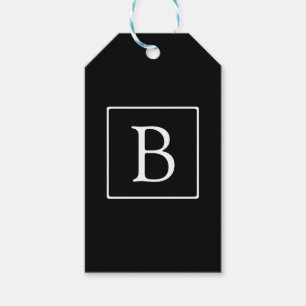 Eenvoudig Classic Monogram Zwarte tekst met witt Cadeaulabel