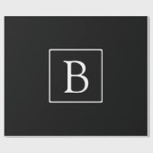 Eenvoudig Classic Monogram | Zwarte tekst met witt Cadeaupapier (Vlak)