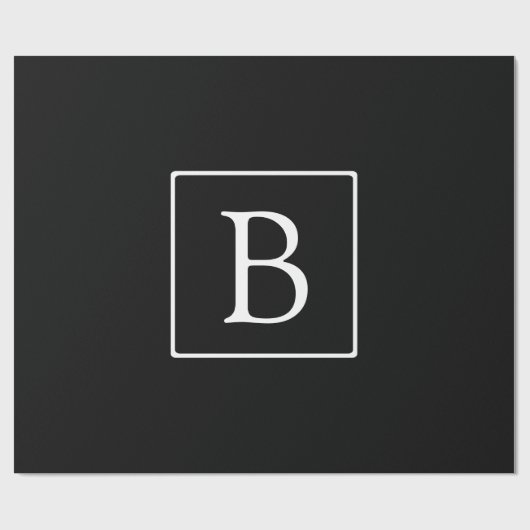 Eenvoudig Classic Monogram | Zwarte tekst met witt Cadeaupapier (Vlak)