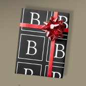 Eenvoudig Classic Monogram | Zwarte tekst met witt Cadeaupapier