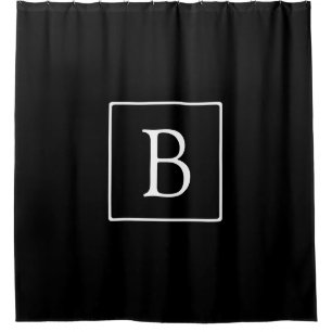 Eenvoudig Classic Monogram Zwarte tekst met witt Douchegordijn