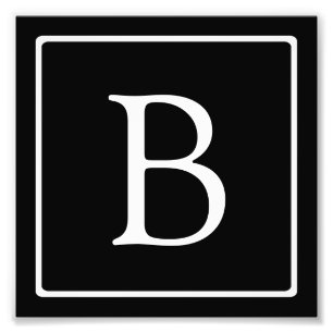 Eenvoudig Classic Monogram   Zwarte tekst met witt Foto Afdruk