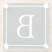Eenvoudig Classic Monogram | Zwarte tekst met witt Glazen Onderzetter (Achterkant)