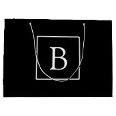 Eenvoudig Classic Monogram | Zwarte tekst met witt Groot Cadeauzakje (Achterkant)