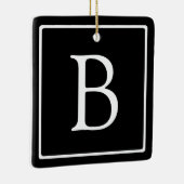 Eenvoudig Classic Monogram | Zwarte tekst met witt Keramisch Ornament (Rechts)