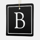 Eenvoudig Classic Monogram | Zwarte tekst met witt Keramisch Ornament (Links)