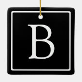Eenvoudig Classic Monogram | Zwarte tekst met witt Keramisch Ornament (Achterkant)
