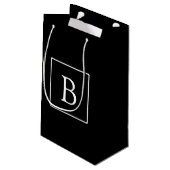 Eenvoudig Classic Monogram | Zwarte tekst met witt Klein Cadeauzakje (Achterkant Gekanteld)