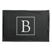 Eenvoudig Classic Monogram | Zwarte tekst met witt Kussensloop (Achterkant-Links)