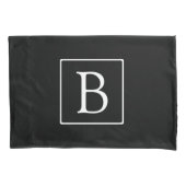 Eenvoudig Classic Monogram | Zwarte tekst met witt Kussensloop (Voorkant-Links)