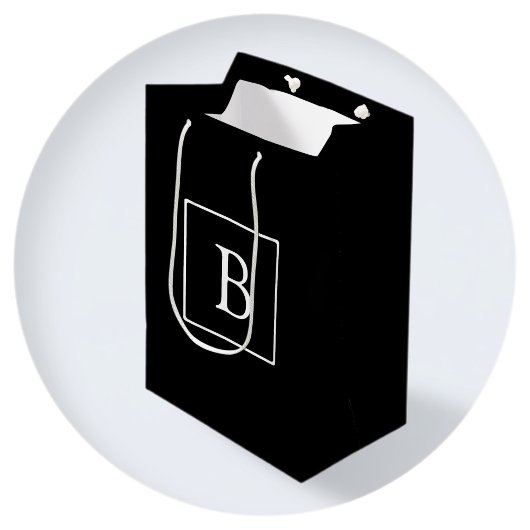 Eenvoudig Classic Monogram | Zwarte tekst met witt Medium Cadeauzakje