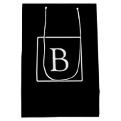 Eenvoudig Classic Monogram | Zwarte tekst met witt Medium Cadeauzakje (Achterkant)