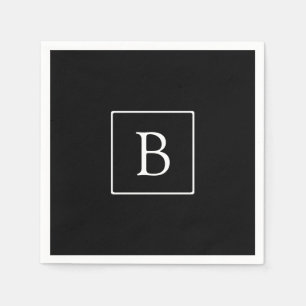 Eenvoudig Classic Monogram   Zwarte tekst met witt Servet