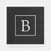 Eenvoudig Classic Monogram | Zwarte tekst met witt Servet (Voorkant)