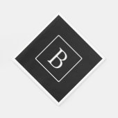 Eenvoudig Classic Monogram | Zwarte tekst met witt Servet (Hoek)