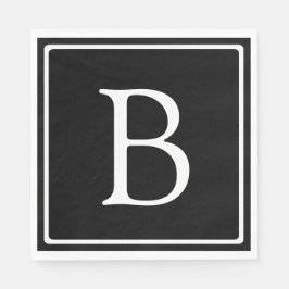 Eenvoudig Classic Monogram | Zwarte tekst met witt Servet