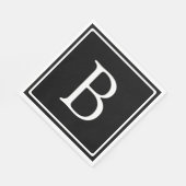 Eenvoudig Classic Monogram | Zwarte tekst met witt Servet (Hoek)