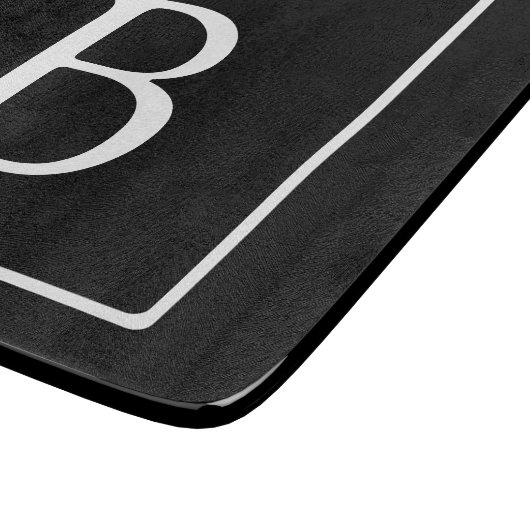 Eenvoudig Classic Monogram | Zwarte tekst met witt Snijplank (Hoek)