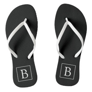 Eenvoudig Classic Monogram   Zwarte tekst met witt Teenslippers